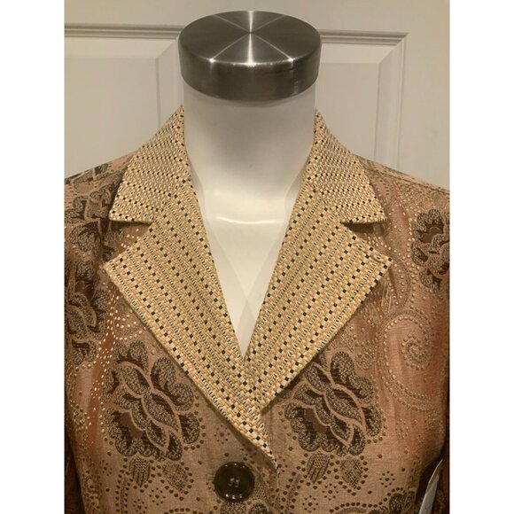 Etro Tan Floral & Paisley Jacquard Blazer W/ Notch Collar, Size 12 (US) 46 (IT) - Picture 2 of 10